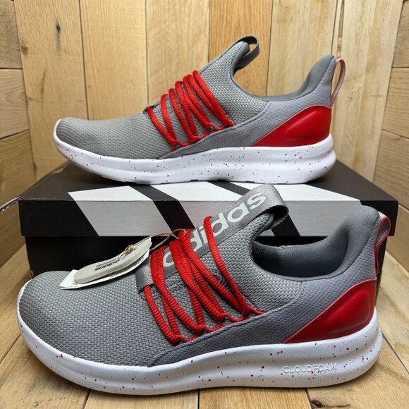 Adidas Men's Lite Racer Adapt 7.0 Gray/Red/White Sz 11 Cloudfoam Sneakers NWT - Picture 1 of 14